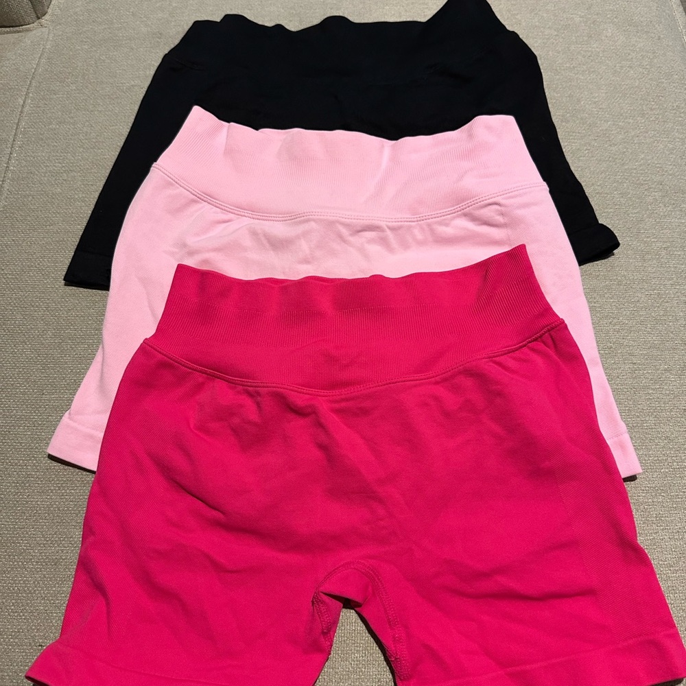 Set of Three Black and Pink Shorts